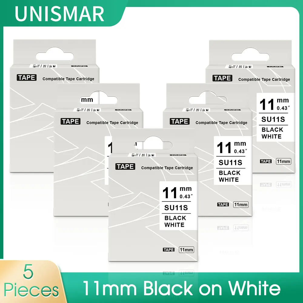 

5pcs 11mm Label for Epson SU11S LK-6WBA11 Heat Shrink Tube SU11S Tape Black on White work for Epson LabelWork LW 400 500 Printer