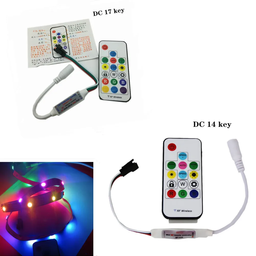 

14-Key RF Remote Control 14-Key RGB Wireless Remote Control Mini RF LED Controller DC 5V-24V WS2812 WS2811
