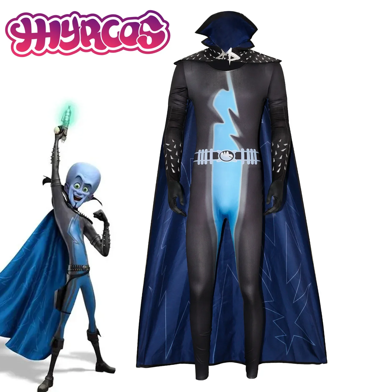 Костюм героя фильма Megamind для косплея боди в стиле аниме с накидкой плащ Metro City