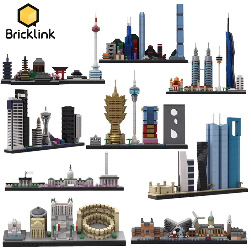 Фото Наборы Bricklink City Skyline Куала-Лумпур Макао Вашингтон Амстердам Кёто Сиэтл Сеуль Рим Вид на улицу Строительные блоки Игрушки №1