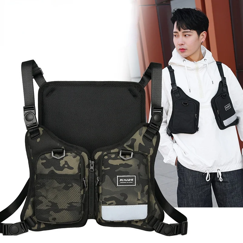 Functional Tactical Chest Rig Bag For Men Fashion Hip Hop Vest Streetwear Bag Waist Pack Unisex Reflective Locomotive Backpack