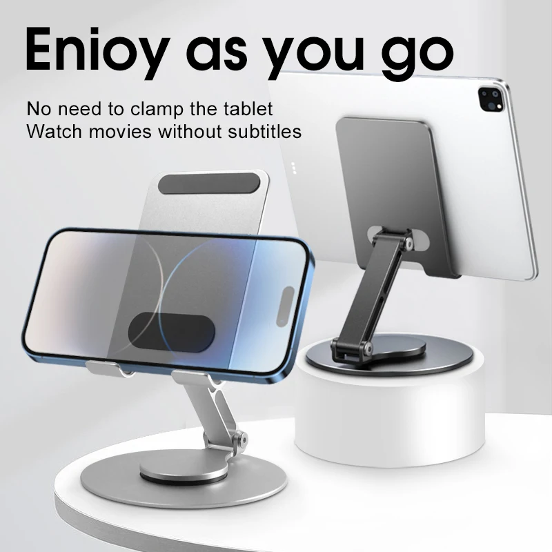 360° Rotate Metal Desk Mobile Phone Holder Stand For iPhone iPad Xiaomi Adjustable Desktop Tablet Holderl Table Cell Phone Stand