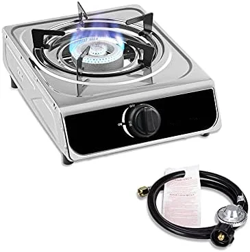 

Camping Stove 2 Burners 19,600 BTU, Stainless Steel Gas Stove with Auto Ignition