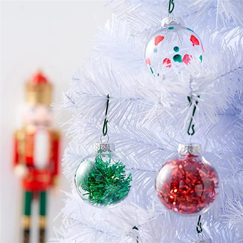 

24PCS Clear Plastic Fillable Christmas Balls 8cm DIY Xmas Tree Ornament Decoration Arts Crafts