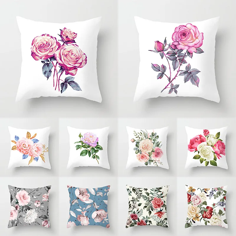 

Rose Flower Cushion Cover Lumbar Pillow Case for Car Sofa Bed Decor Pillowcase Home Birthday Party Decorative Throw Pillow Cover