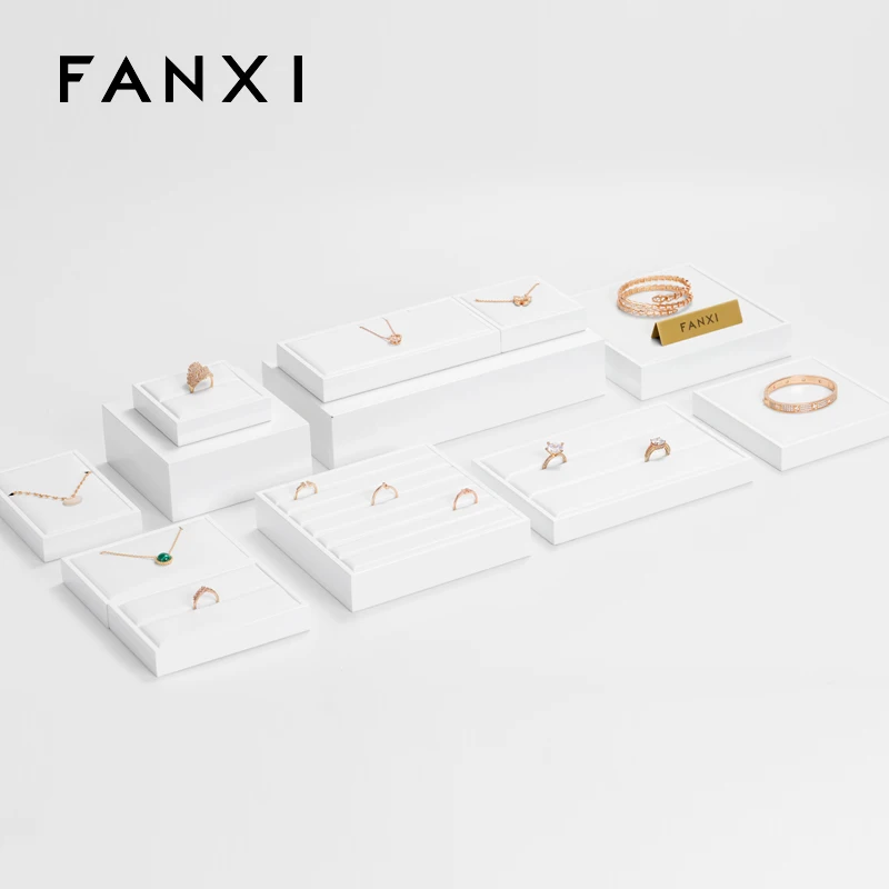 Original Jewelry Ring Display Plate White Paint Bracelet Necklace Plate Combination PU Leather Jewelry Stand