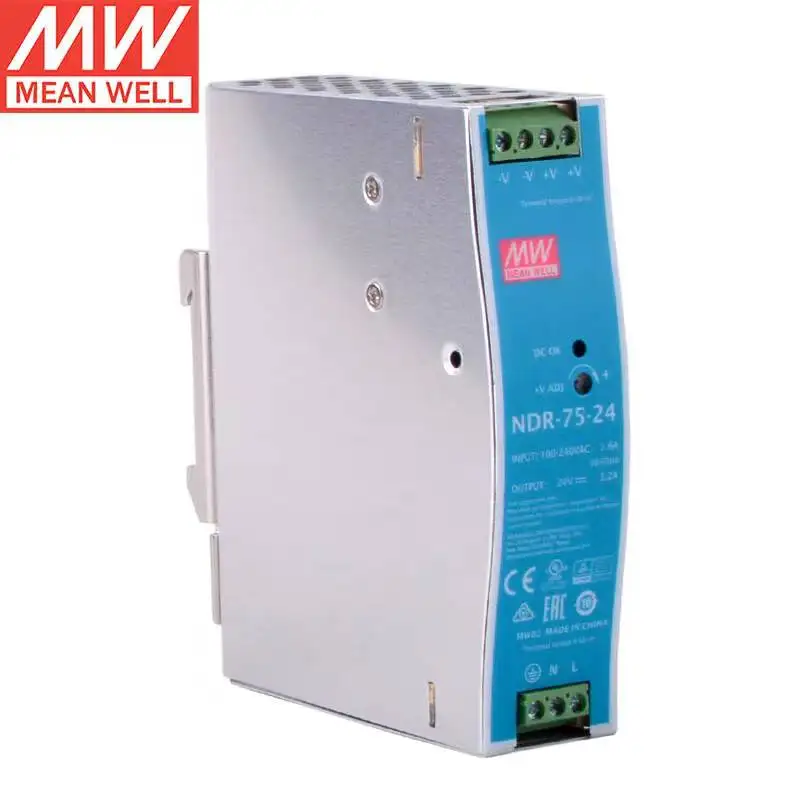 Tai Wan MeanWell NDR-75-24 24V 3.2A 75W одиночный выход Промышленный DIN-рейка импульсный источник