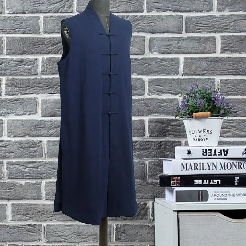 Одежда для монахов 2024 тонкий буддийский халат из хлопка и льна длинный жилет