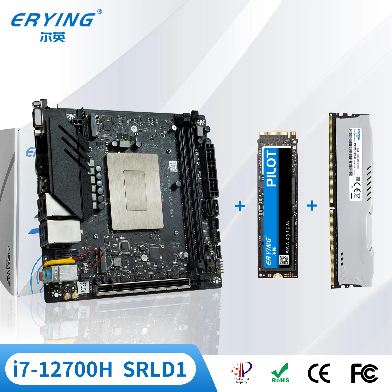 

ERYING Gaming PC Motherboard with Onboard CPU Core i7 Kit SRLD1 i7-12700H(NO ES) +1pc RAM 16GB 3200Mhz + 512GB SSD NVMe M.2 Set