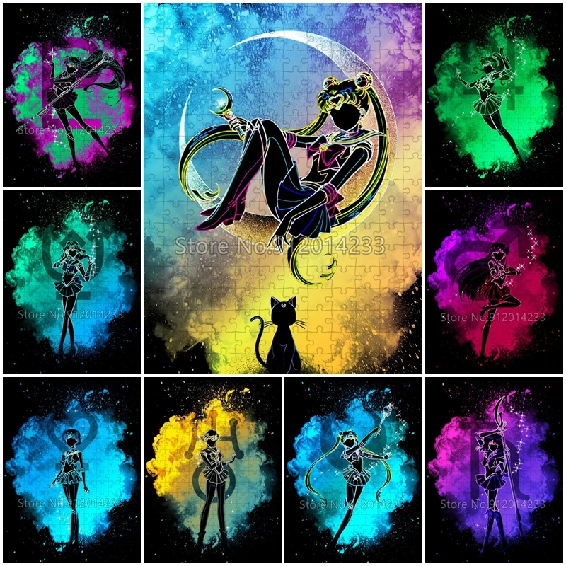 Японское аниме Сейлор Мун Пазл 300/500/1000 шт. Карточная бумага Деревянные пазлы для