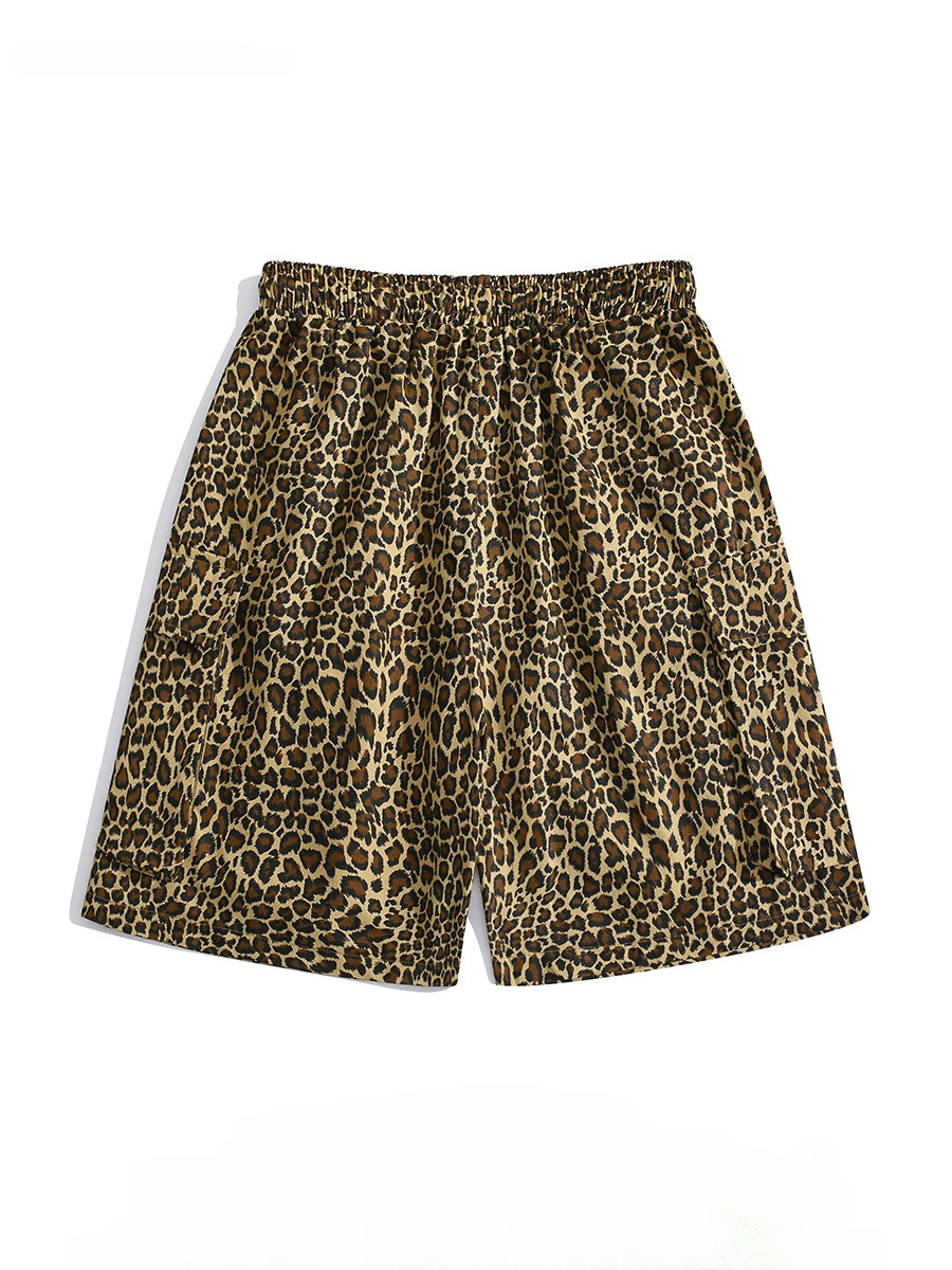 Шорты мужские с леопардовым принтом модные брендовые уличные спортивные