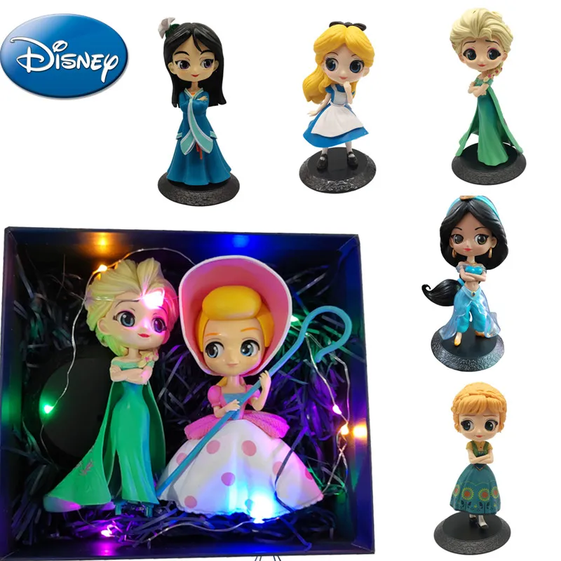

Disney Frozen Anna Elsa Alice Princess Kawaii Doll Action Figure Anime Mini PVC Figurine Children Toys Model Birthday Gifts Box