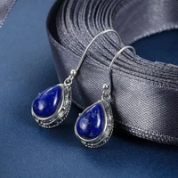 bohemian creative inlaid imitation lapis lazuli ethnic earrings retro fashion pattern drop earrings jewelry