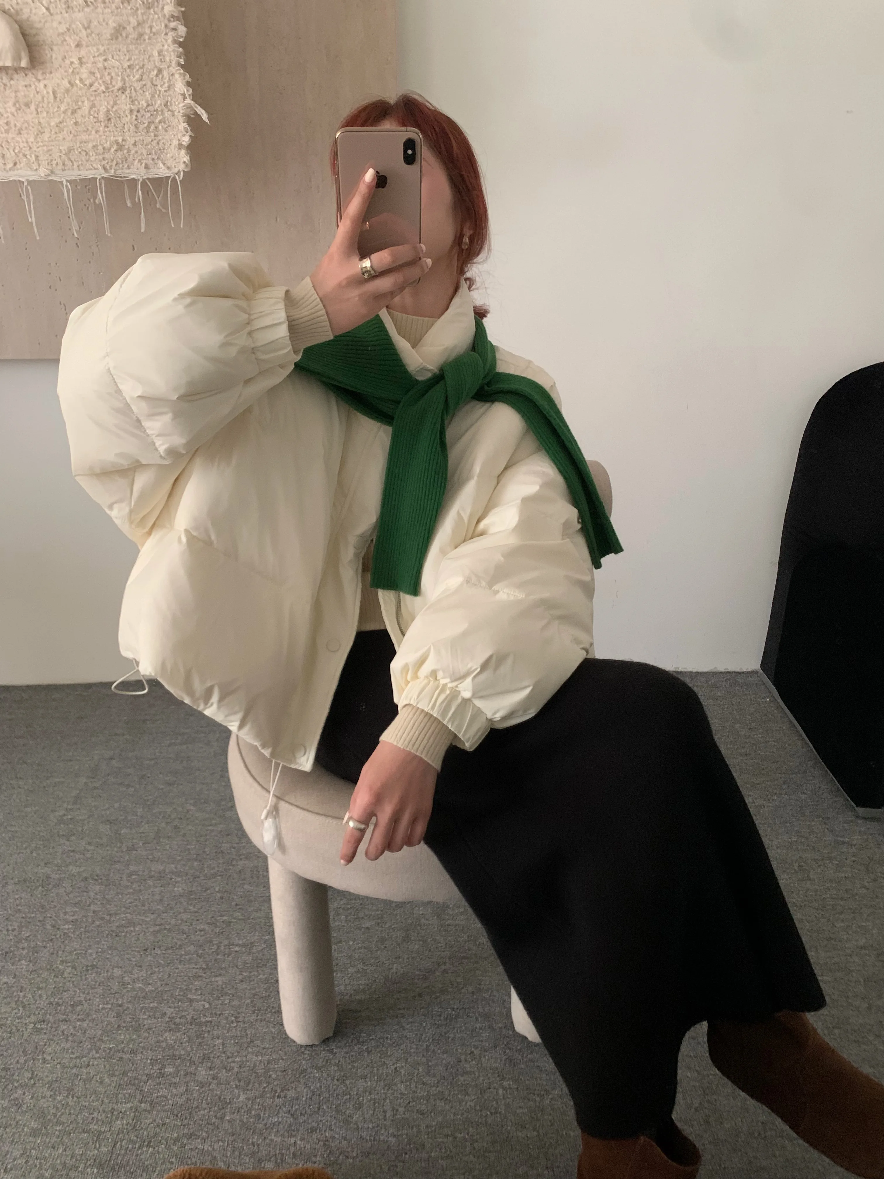 Anxiaoluo 2024 Winter New Puff Stand Collar Down jacket White Duck Down down Coat Outerwear Simple Women |