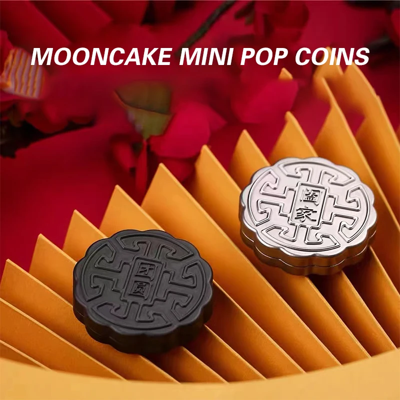 EDC Mid-Autumn Festival Moon Cake Mini Snap Coin Fingertip Magnetix Push Slider Decompression Toy For Adults Kids Gifts enlarge
