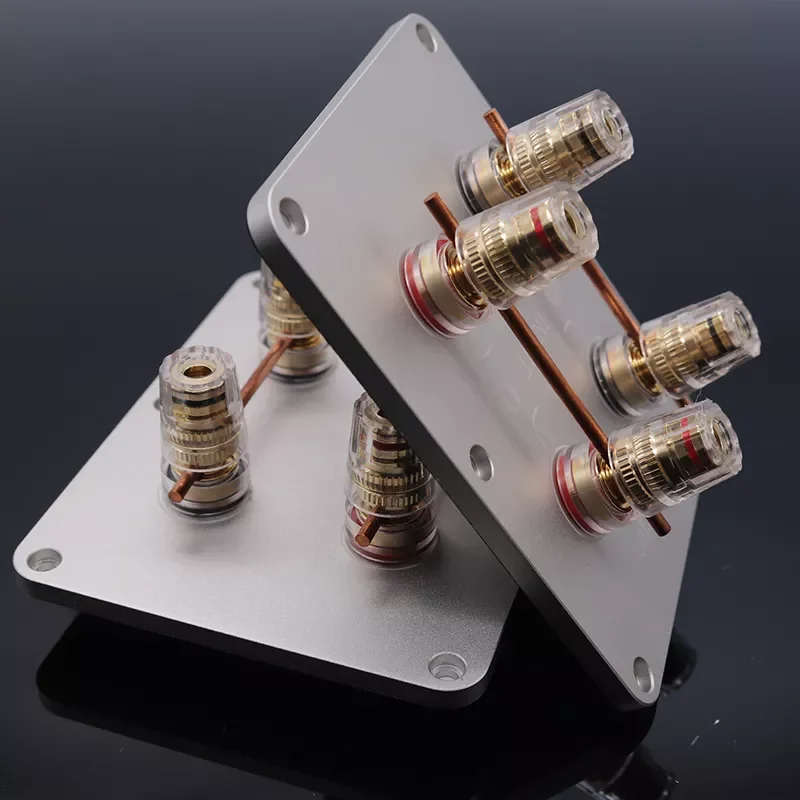 

Home Audio 4 Bit Bi Wiring Crystal Terminal Plated Binding Post Speaker Board Sound Plug Connector Aluminum Alloy Box DIY Parts