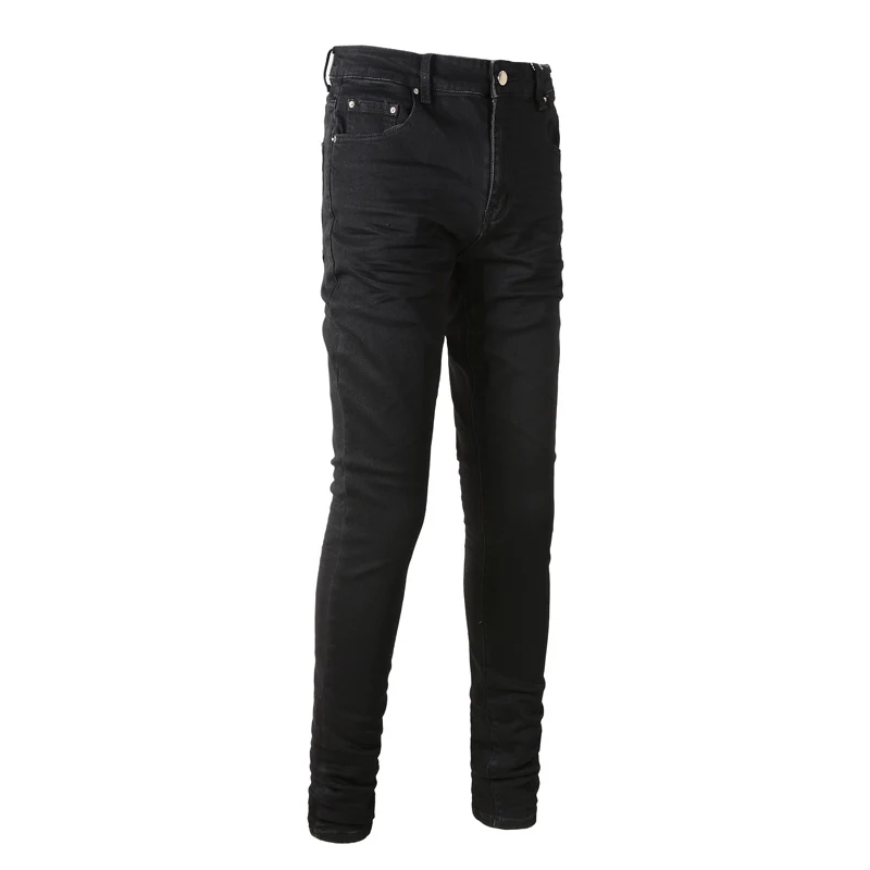 Street Style Fashion Men Jeans Black Color Elastic Slim Fit Brand Designer Jeans Men Denim Pencil Pants Hip Hop Stretch Trousers