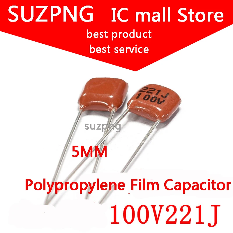 

20 шт. 100V221J 220PF 0.22NF 5 мм CBB полипропиленовый пленочный конденсатор