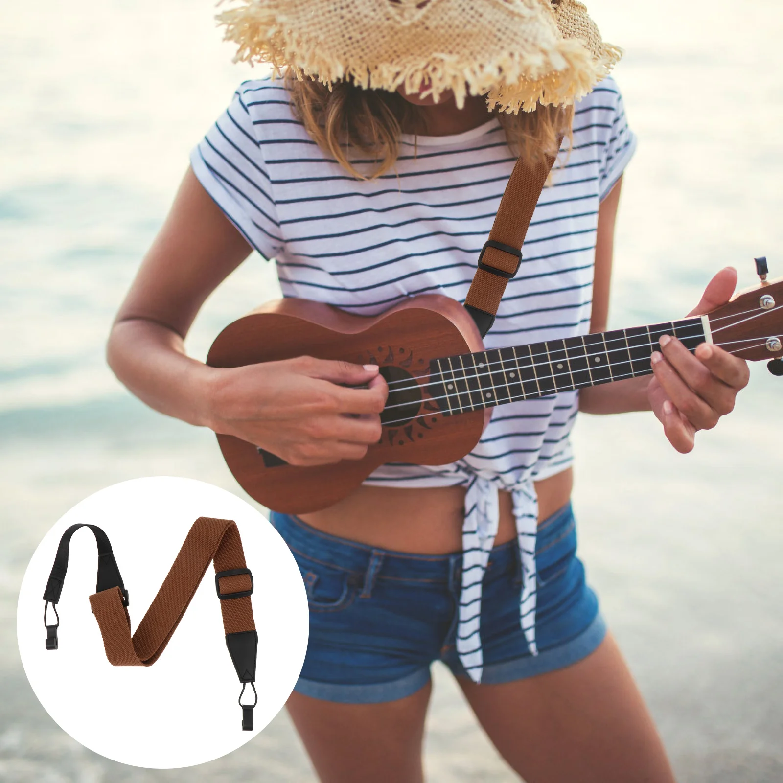 

Strap Ukulele Ukelele Guitar Straps Kidsfor Button Punching Size Uke Hook Accessory Hawaiian Shoulder Felt Picks Adultukuleles