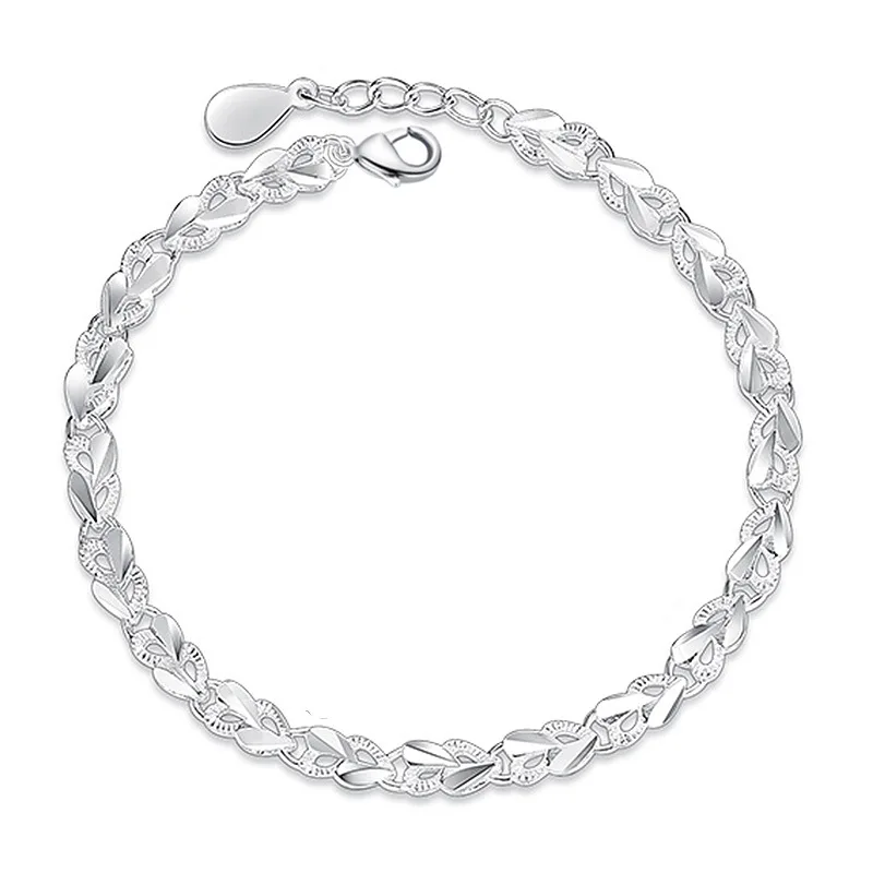 Женский браслет из серебра 925 пробы с подвеской в виде сердца |