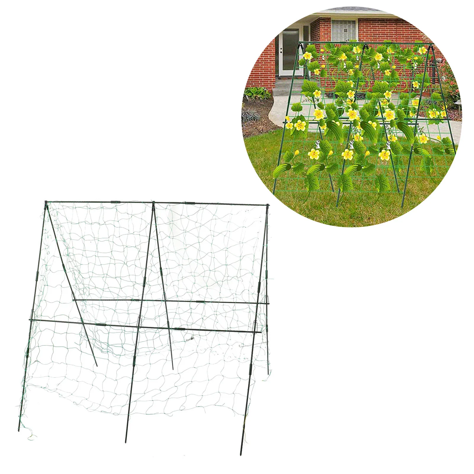 A Frame Plant Growing Support Metal Foldable Detachable Cucumber Climbing Net Set for Outdoor Garden Flowers Vegetables