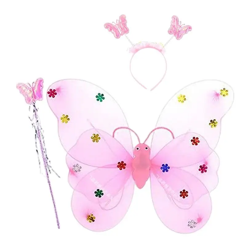 

Butterfly Wings For Girls GirlsFairy Wings With Wands Glowing Headbands Fairy Wings Wand And Glowing Headband Princess Butterfly
