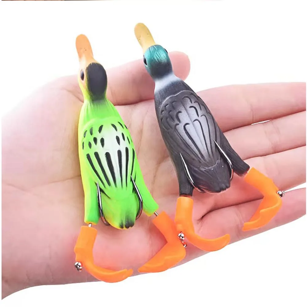 

5pcs/box 90MM 14G Topwater Fishing Lures Soft Frog Bait Bass Slicone Bait Vivid Swimimg 3D Eyes Rotating Feet Wobbler Pesca