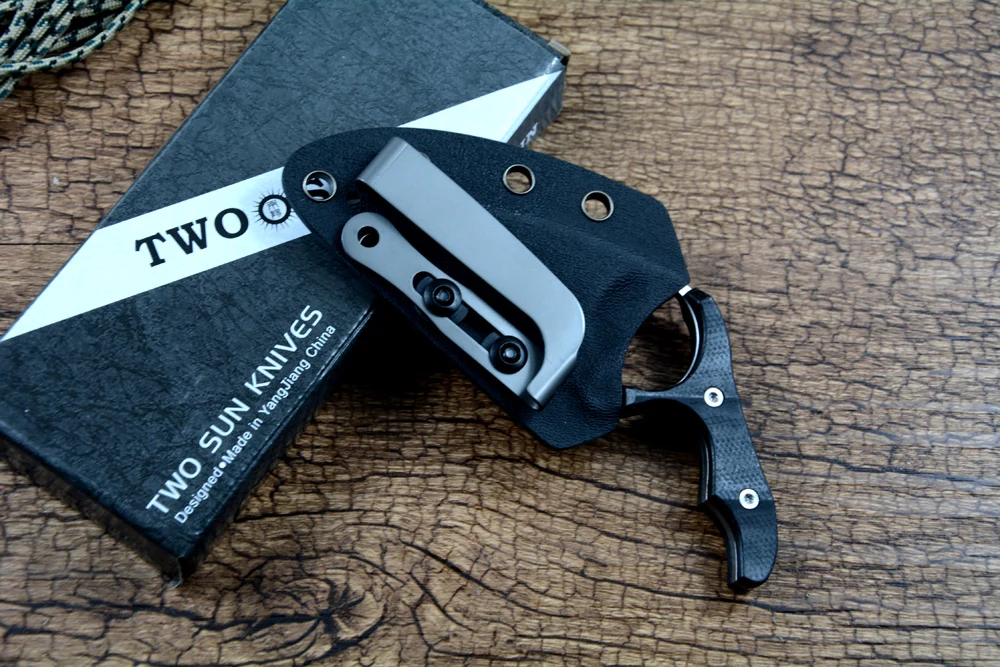 Два солнцезащитных фиксирующих ножа 14C28N лезвие с черной ручкой Kydex чехол для