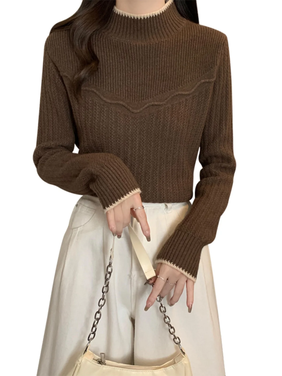 Женский свитер Maillard с полувысоким воротником осенне-зимний новый утолщенный