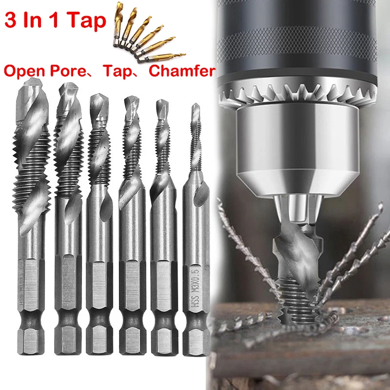 Drilling And Tapping Integration Bit Sets Male Thread Plug Mechanical Workshop Tools Metal Drill Bit For Woodworking Carpentry