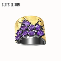 gems beauty 2021 trend real 925 sterling silver crack natural creative design fine jewelry amethyst rings for women bijoux