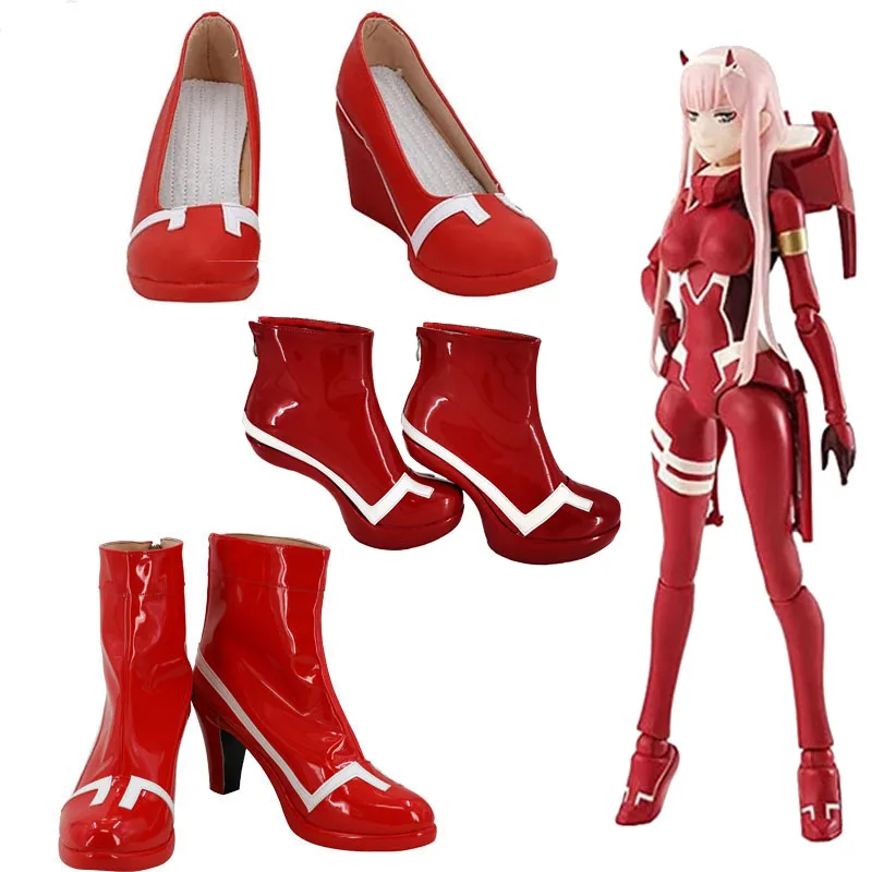 

Darling In The Franxx Figures Zero Two Code 002 Red High Heel Cosplay Shoes Boots Halloween Party Cosplay Costume Accessories