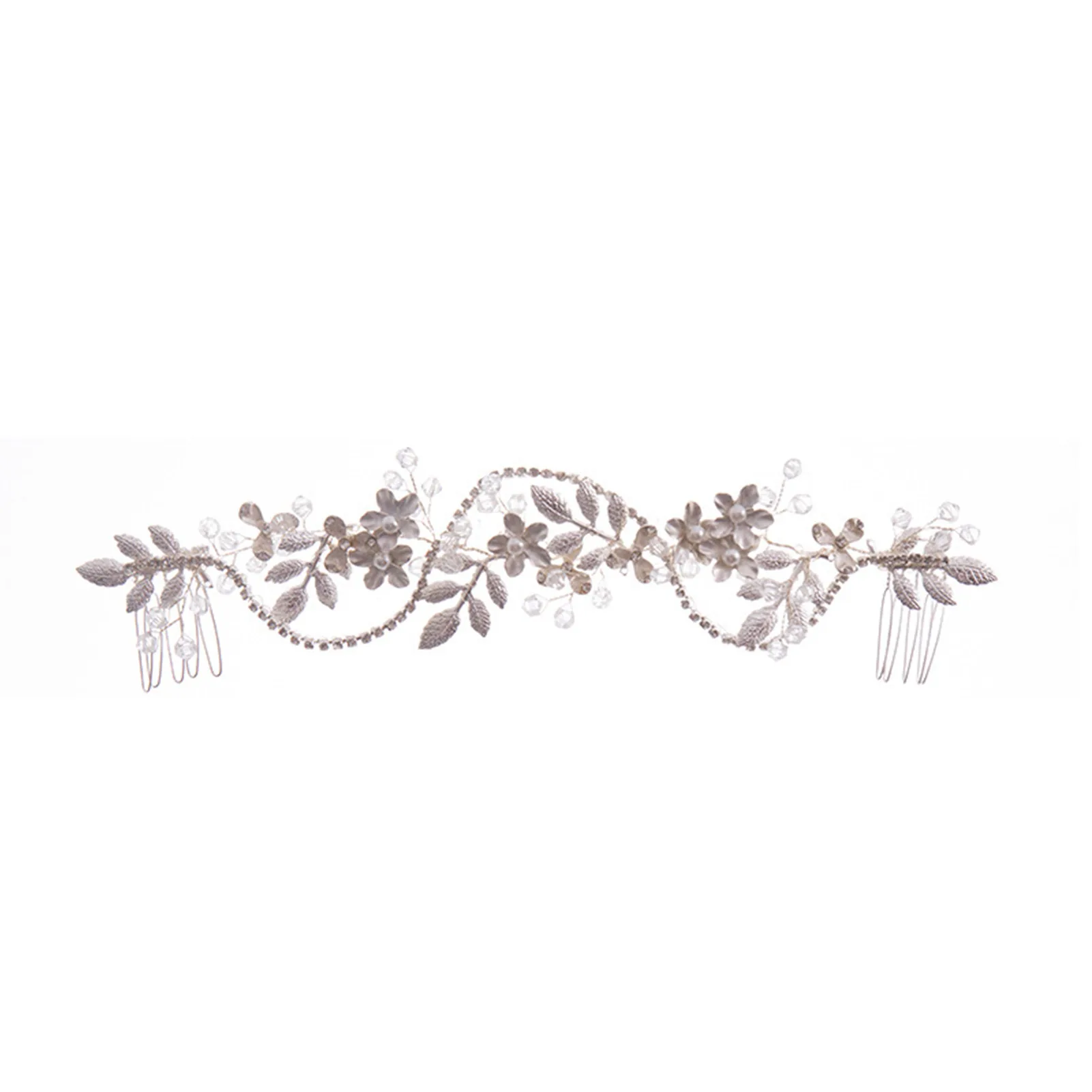 

Gold Alloy Leaves Bridal Headdress Rhinestone Long Hair Vine Bridal Headpiece Girl Wedding Birthday Party