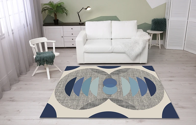 

Blue Oushak Rug Turkish Area Rug for Living Room Non-slip Simplicity Carpet for Bedroom Doormat for Entrance Door Decor Home