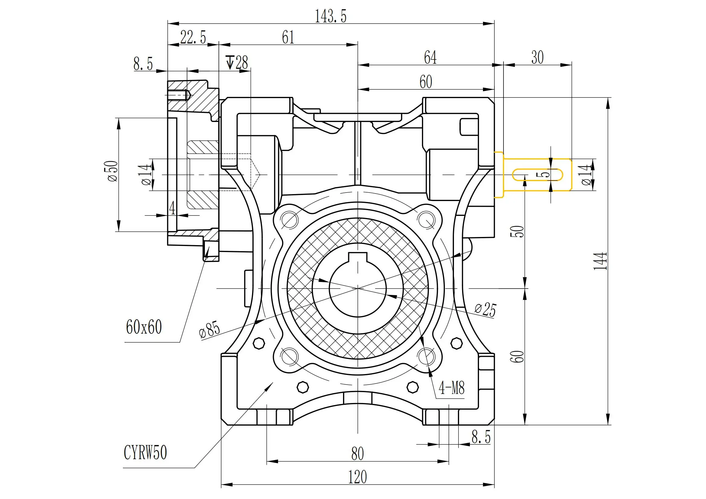 Червячная коробка передач CHENYUE для бесплатного обслуживания циркуль 050-VS вход