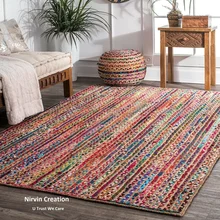 Rug Natural Jute Cotton Braided Style Rug Reversible Modern Rustic Look (2)