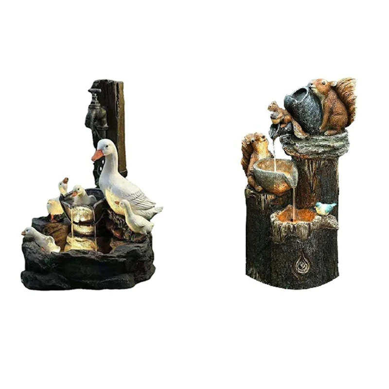 

Resin Duck Family Patio Fountain Garden Decoration, Animal Garden Resin Statue for Outdoor Landscape Garden Design