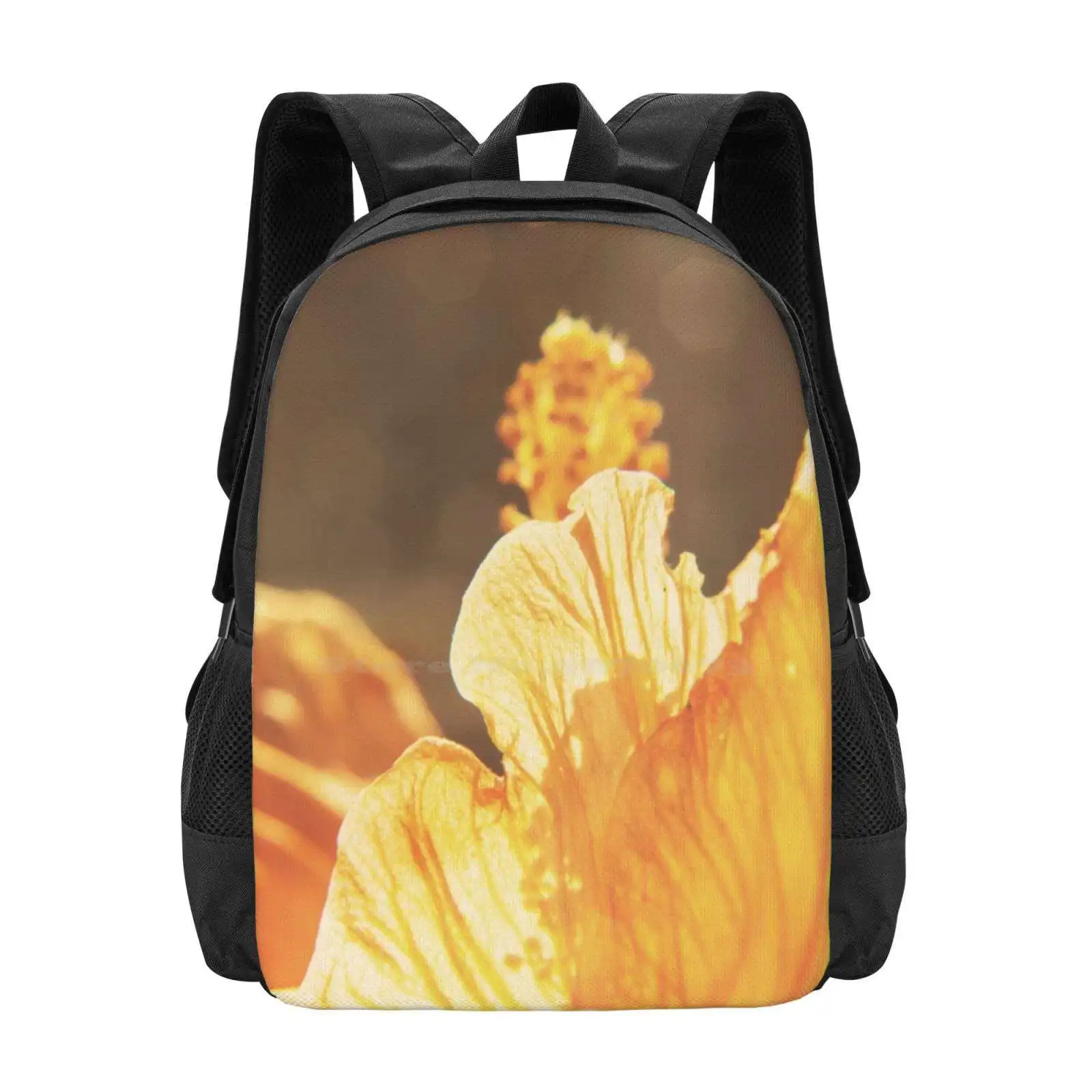 Heaven'S Smiling Down On Me Pattern Design Bag Student'S Backpack Denise Abe Germany Bokeh Summer Flower Hibiscus Textured