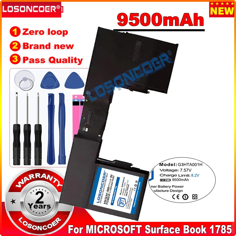 

LOSONCOER 0 цикл 100% новый 9500mAh G3HTA001H Аккумулятор для ноутбука MICROSOFT Surface Book 1785 в наличии
