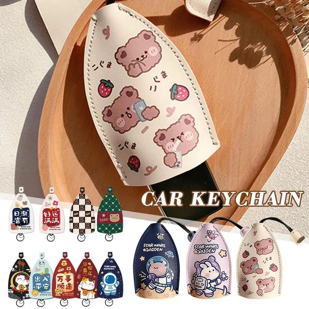 

Pull Type Key Bag Cartoon Animals Printed PU Leather Wallets Case Key Key Housekeepers New Keychain Leather Pouch Car Holde A0W5