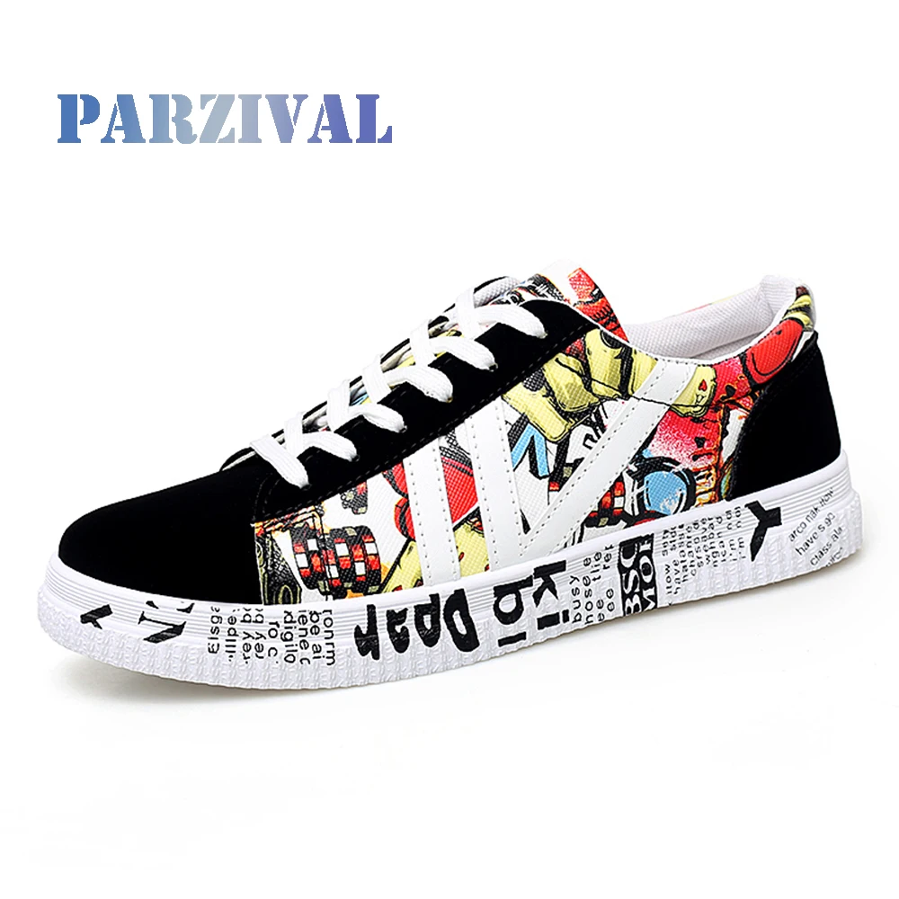 

PARZIVAL New Canvas Shoes Men Vulcanized Canvas Shoes Couple Printing Fashion Skateboard Shoes Mens Designer Sneakers Tennis Men