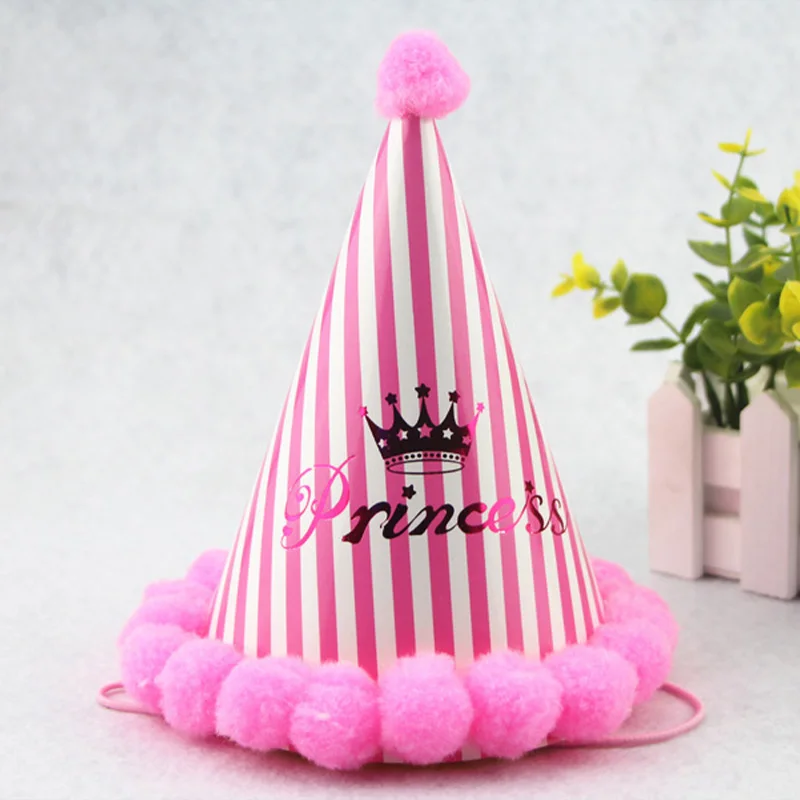 

Children's birthday party pointy hat Hairball pointy hat polka dot pompon paper party hat
