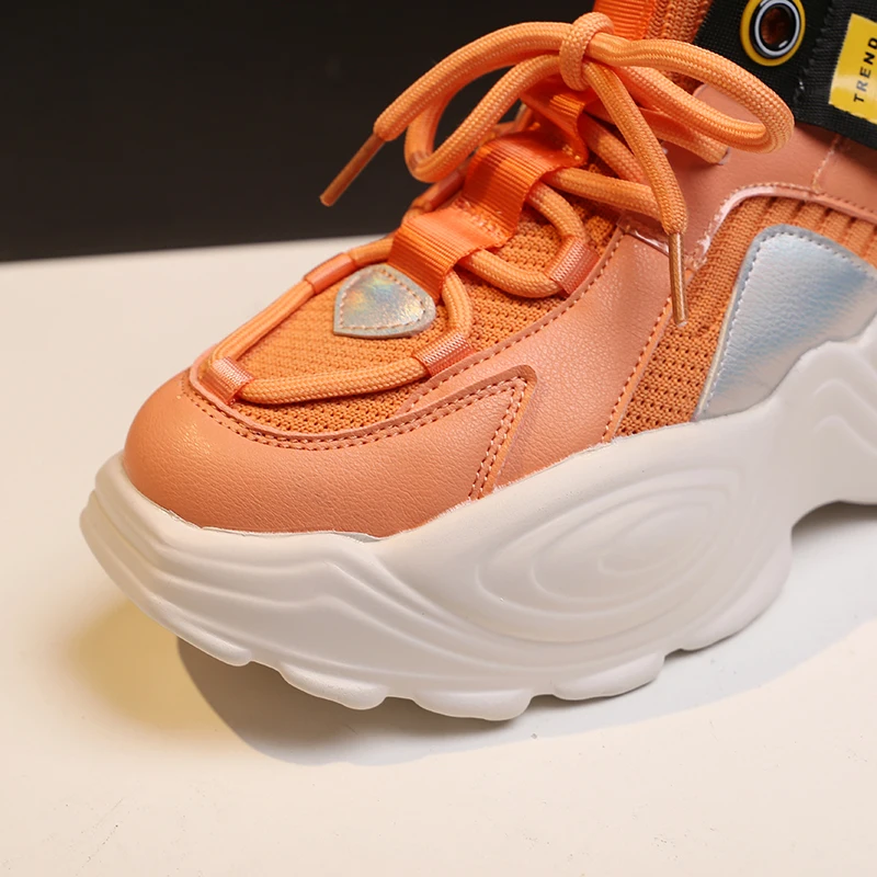 High Top Sneakers Woman Summer Shoes Mesh Female Fashion Height Increasing 4CM Ladies Trainers Chunky Sneaker Woman Basket Femme