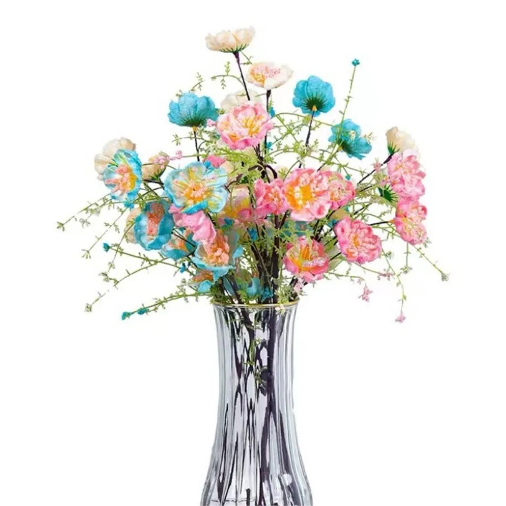 4 шт. Новый 60 см искусственный цветок 5 вилок шелковый розовый бабочка 3D