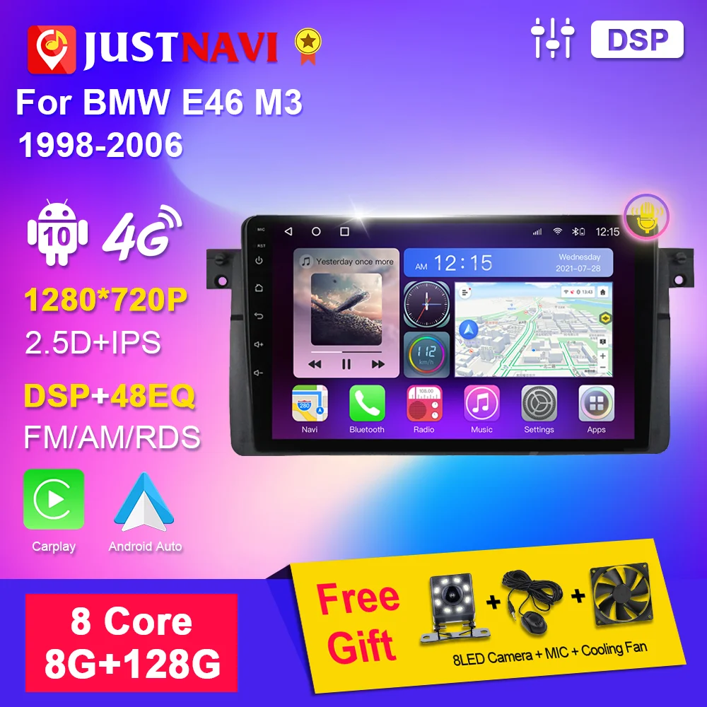 JUSTNAVI Android 10 0 автомобильный радиоприемник мультимедийный видеоплеер для BMW E46