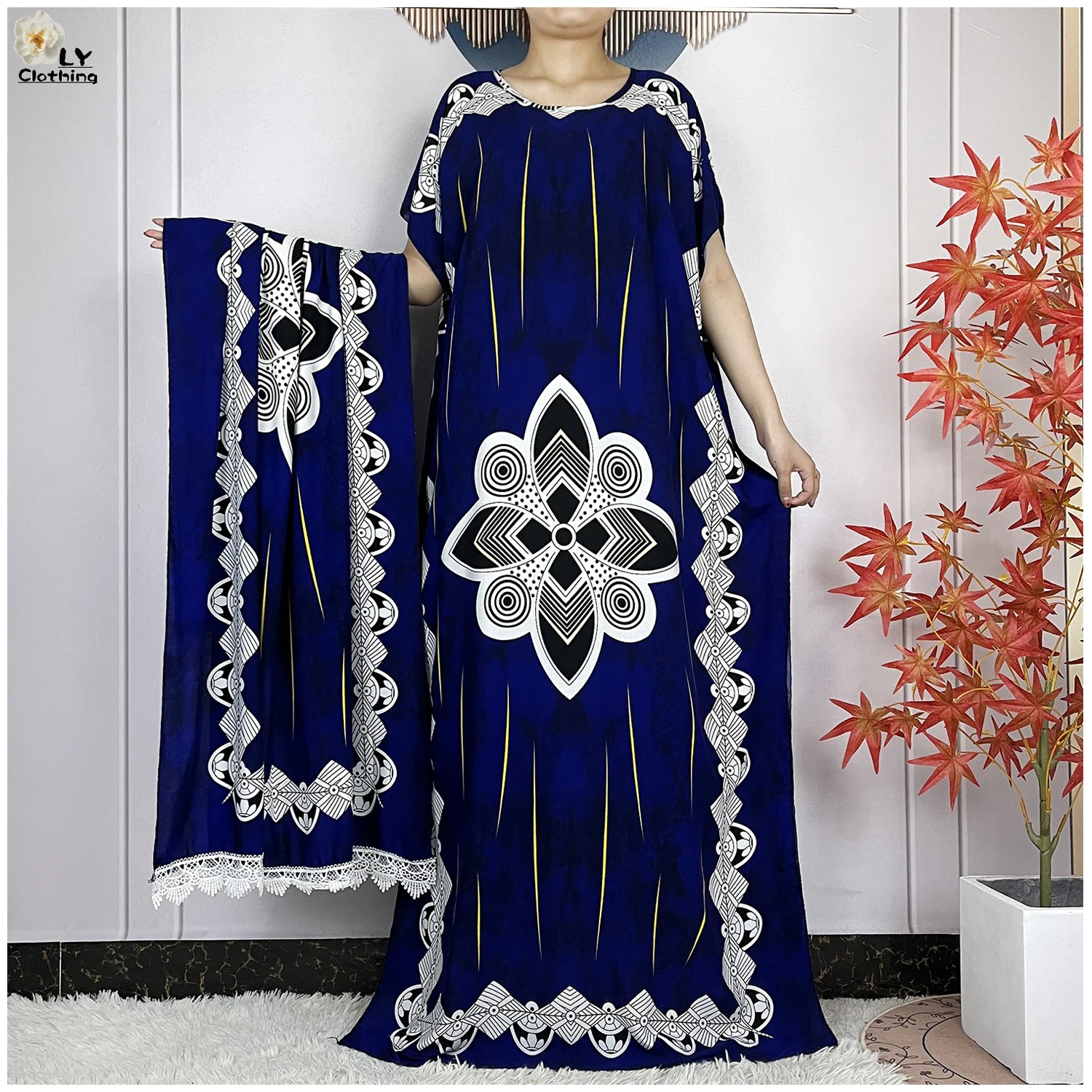 Лето 2024 африканская абайя модная женская одежда хлопковое Макси-платье