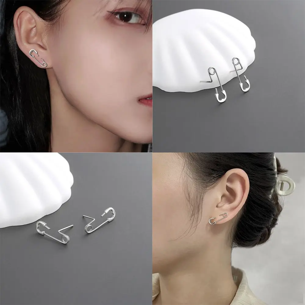 

Gifts Couples Jewelry Creative Irregular Sterling Silver Pin Earrings Paper Clip Earring