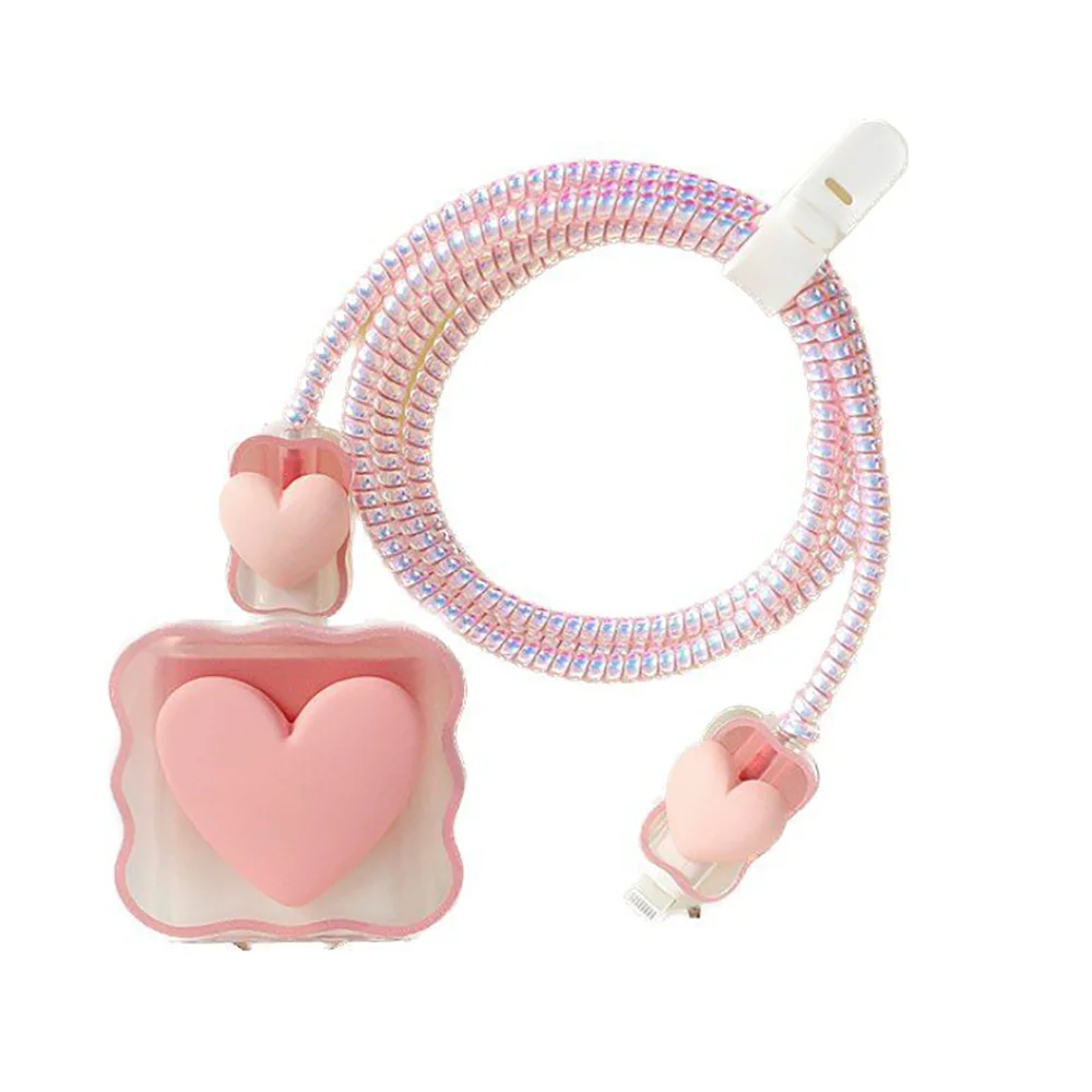 

Charger Protector Cable Organizer for Iphone 18W 20W Data Cable Management Cord Winder Kit Cable Storage Box Girl 3D Heart