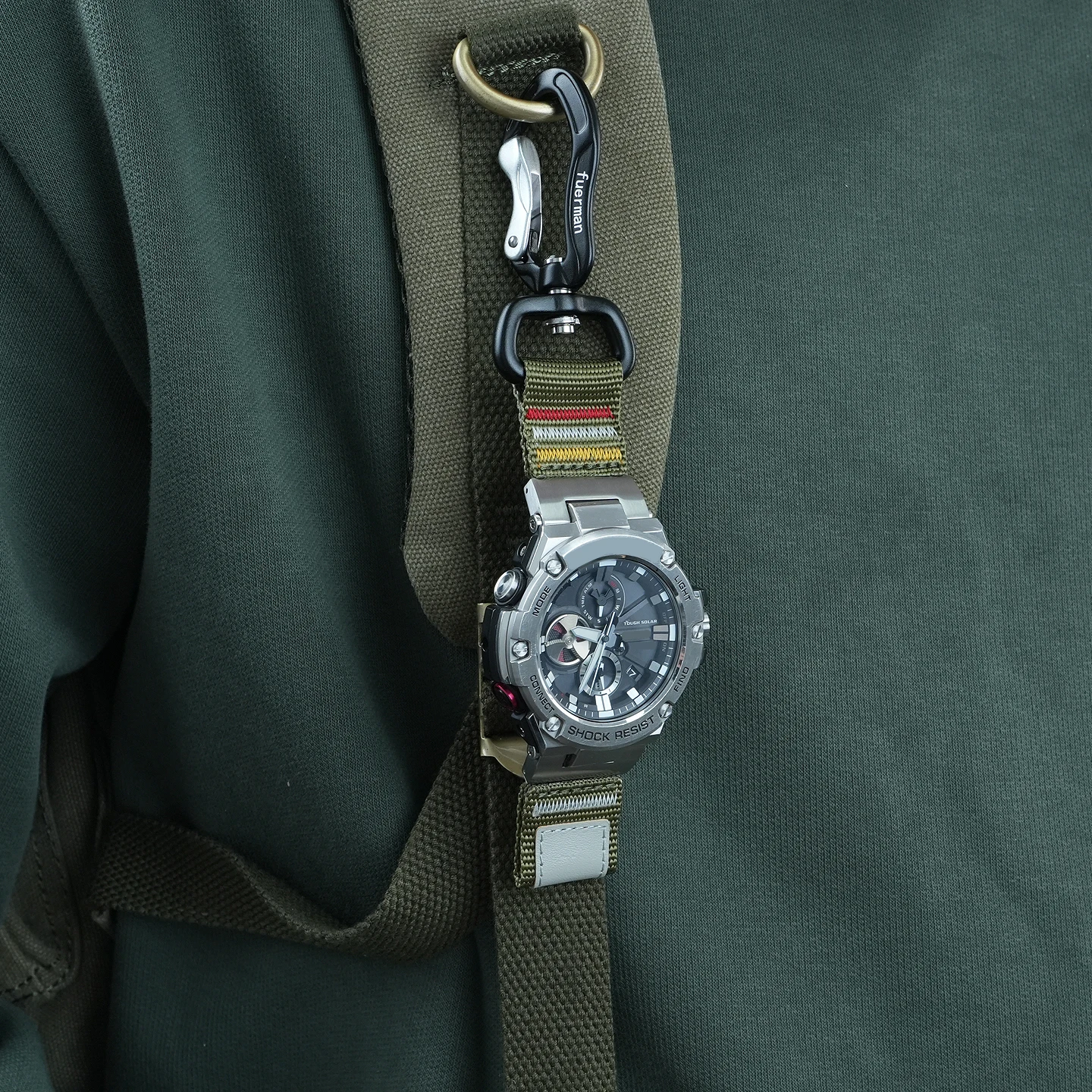 Фото Открытый ремешок для Casio Steel Heart GST-W300G S130 B100 Series Diving Back Fly Bite Мундштук Быстросъемный крючок Нейлоновый ремешок №5