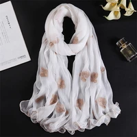 spring summer fashion women slik scarf floral embroidery large shawl middle aged mother